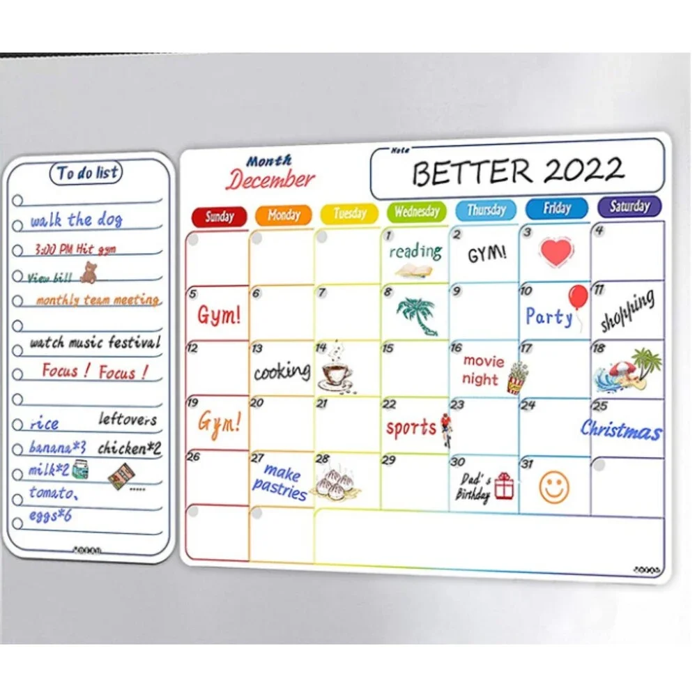Magnetic Calendar for Fridge 2 pc Dry erase white Board Monthly and to do list